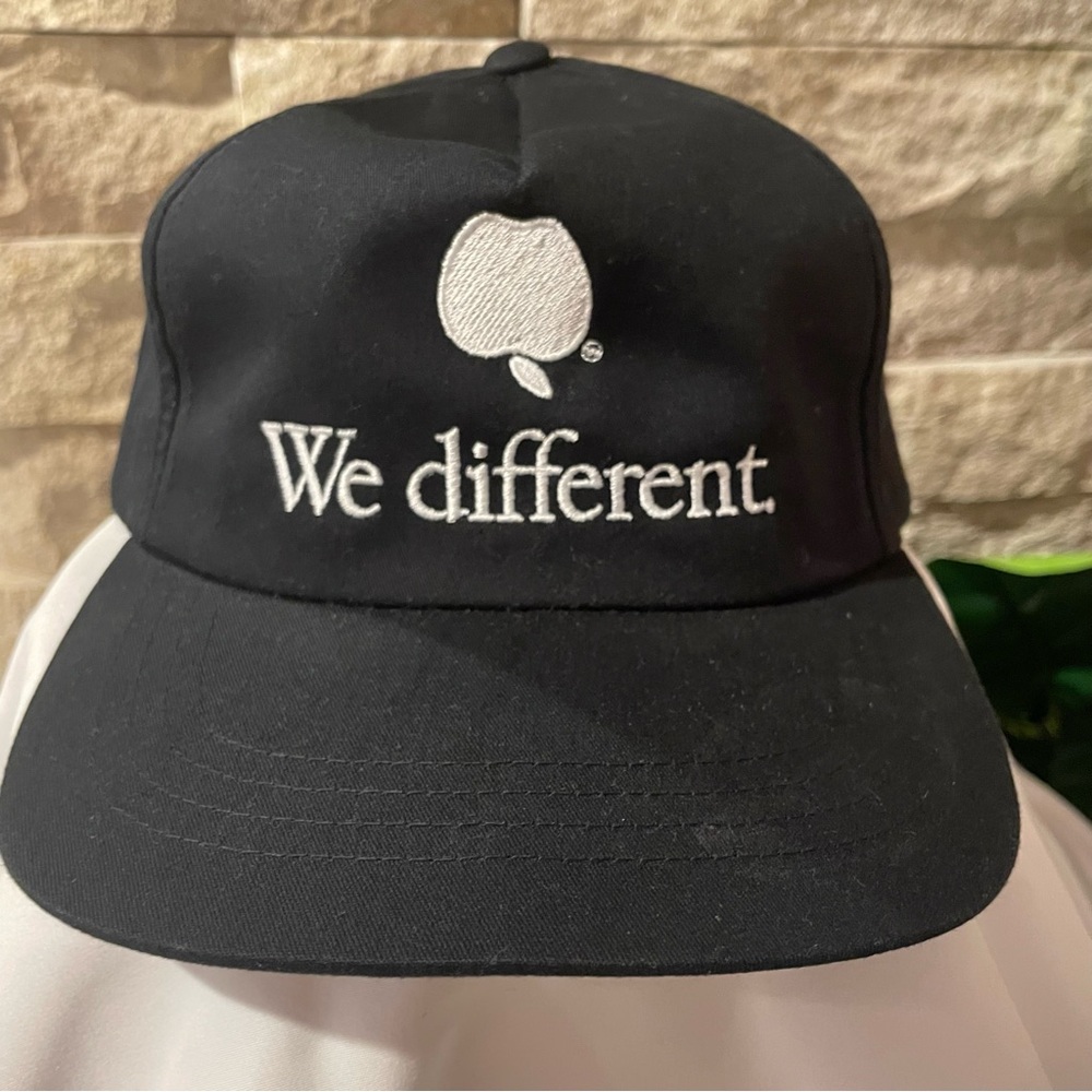 Black Cap with White Embroidery